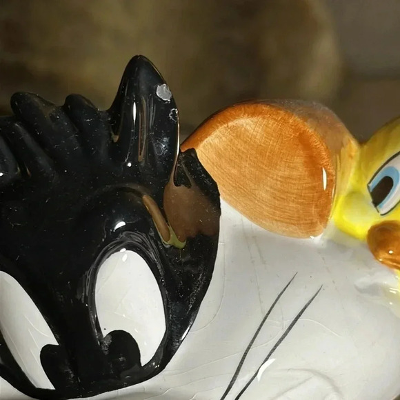 💥VTG 1993 Warner Bros. Sylvester Tweety Bird Ceramic Cookie Jar Looney Tunes - Picture 7 of 17